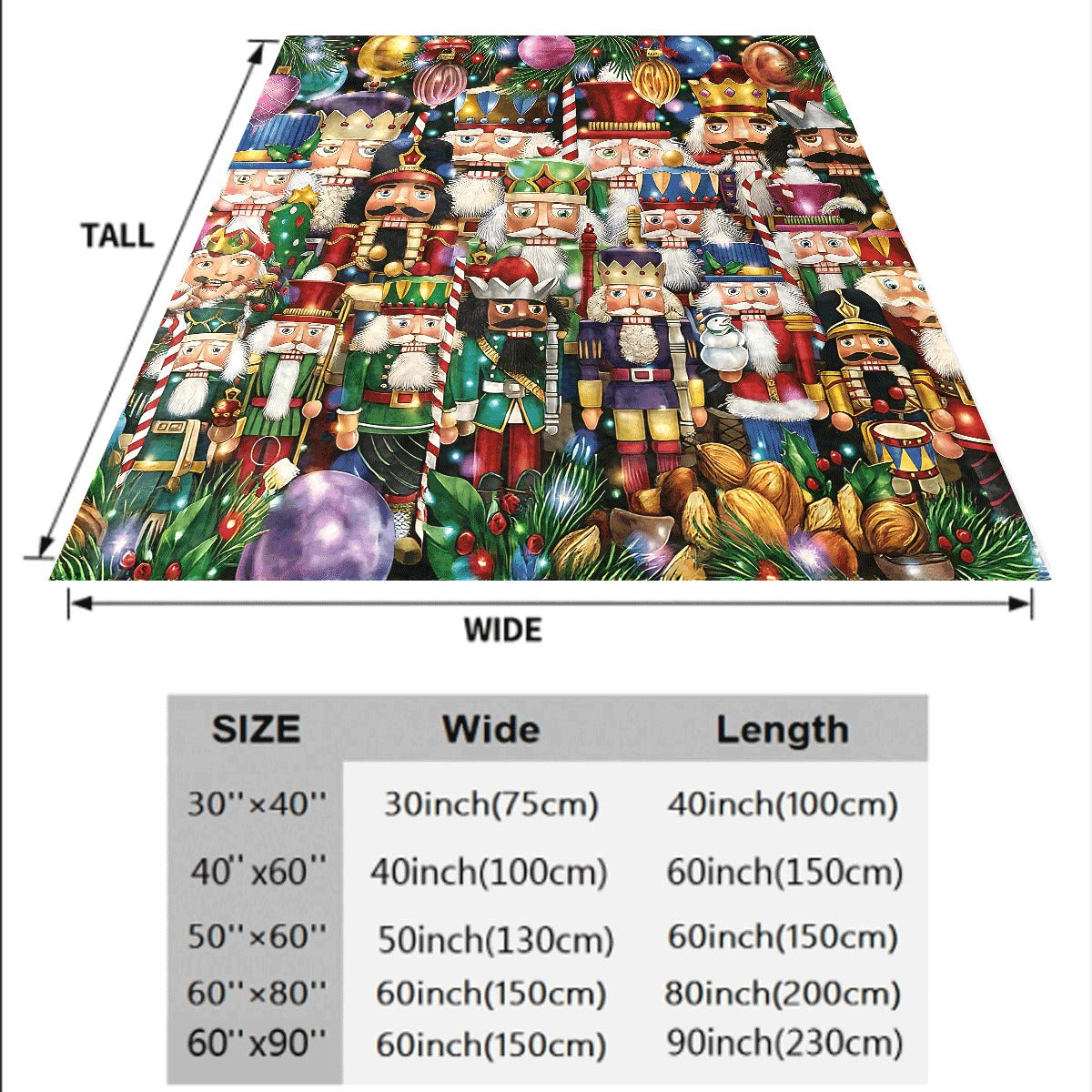 1pc Christmas Nutcracker Flannel Blanket Festive Colorful Nutcracker Toys & Holiday Ornaments Print Cozy Warm Flannel Throw for Couch Perfect Christmas Home Decor & Gift