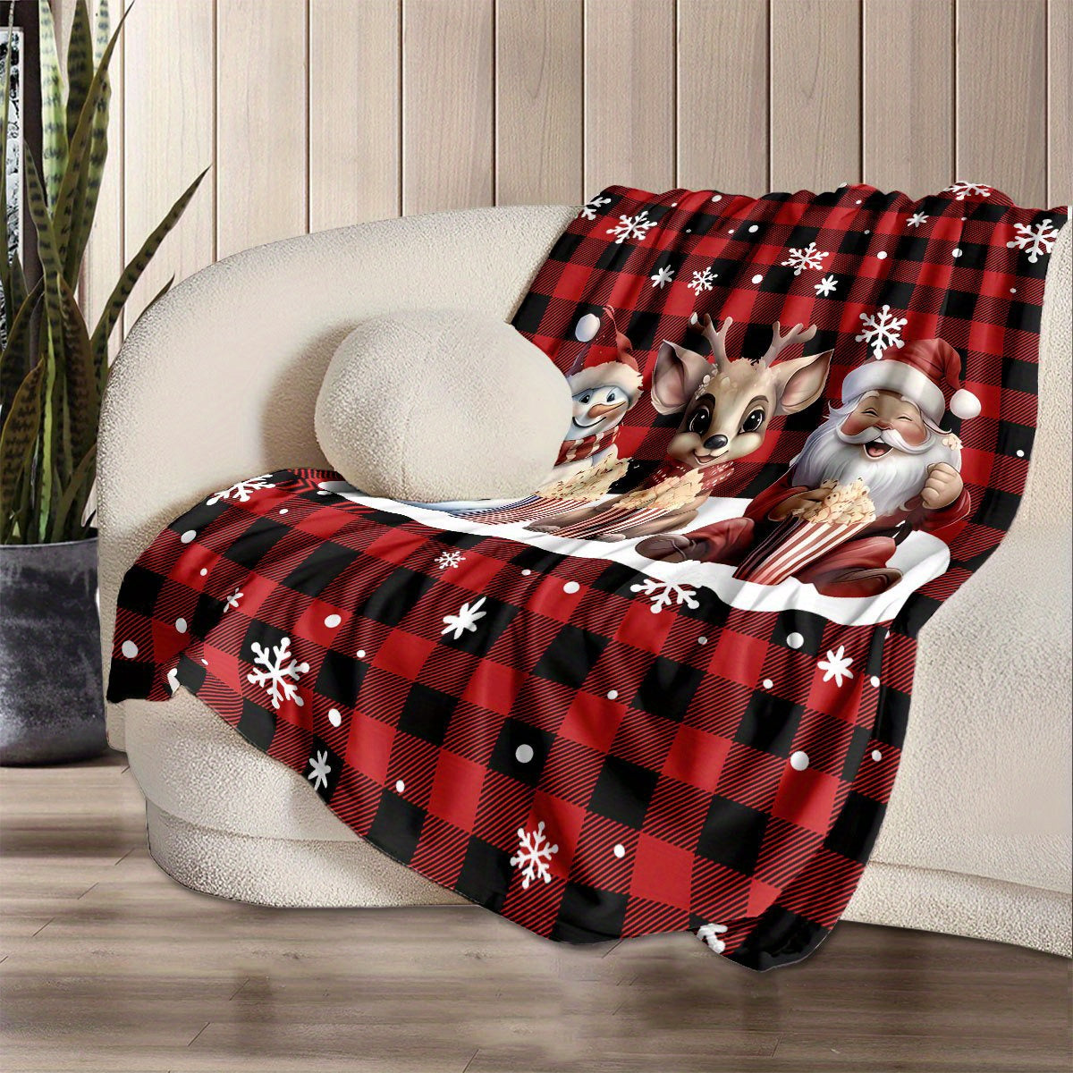 A Red Vintage Warm Buffalo Plaid Printed Four-Season Blanket, Perfect for Christmas And Birthdays, Suitable for Christmas And Sofa Decoration, Contemporary Soft And Comfortable Flannel Blanket, Suitable for Sofas, Air-Conditioned Rooms