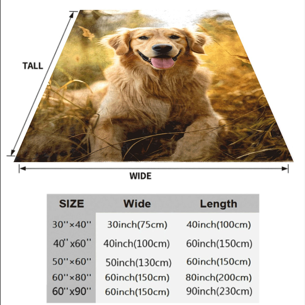 1pc Cozy Golden Retriever Flannel Blanket Warm Furry Puppy Print Soft Throw for Sofa Couch All-Season Comfortable Plush Dog Blanket for Pet Lovers Machine Washable Lightweight Flannel Material