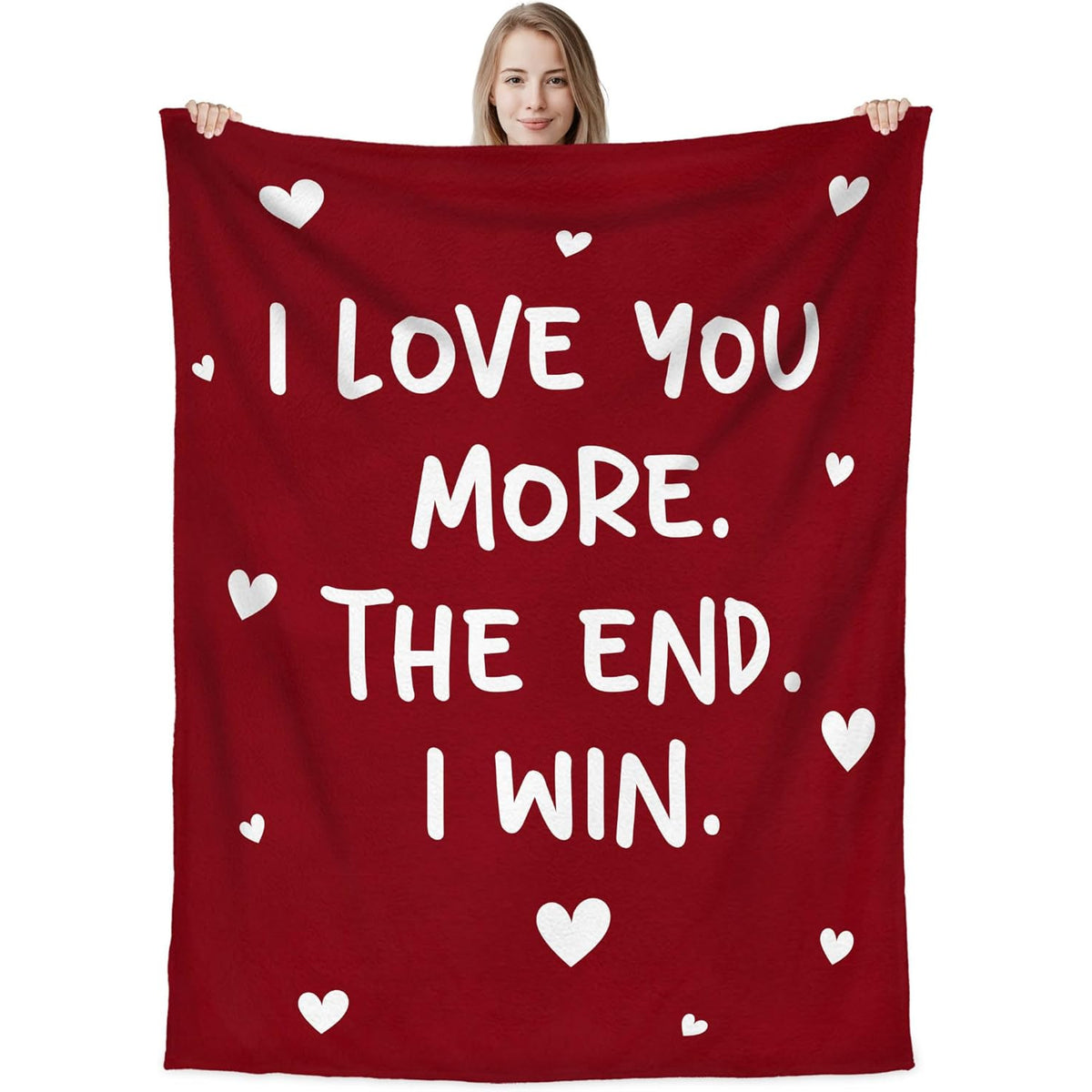 Valentines Day Gifts for Him Her- I Love You More Super Soft Flannel Throw Blanket 60x80 In- Anniversary Wedding Gifts for Men Women Girlfriend Boyfriend, Romantic Husband Wife Birthday Gift
