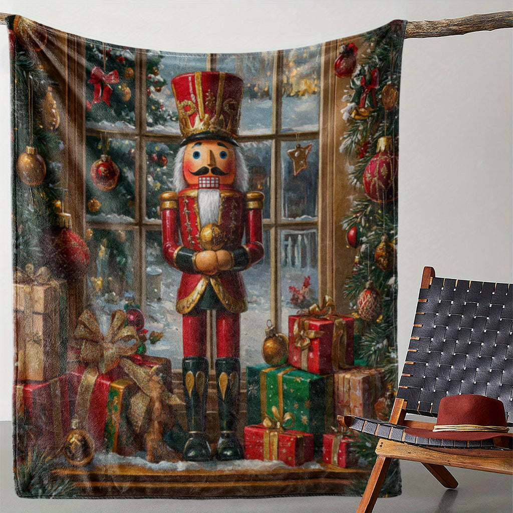 Vintage Mountain Knife and Christmas Decorative Blanket - 100% Polyester Flannel Fabric, Digital Printing, Soft and Comfortable All-Season Blanket for Sofas, Offices, Travel, 59X78.7 Inches