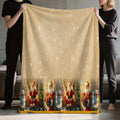 Santa Claus and Snowman Pattern Golden Flannel Blanket, Soft, Comfortable, and Warm, Festive Design, Durable Plush Surface, All-Season Universal Sofa Blanket, Warm Throw Blanket, Multiple Sizes Available, Suitable for Living Room, Bedroom