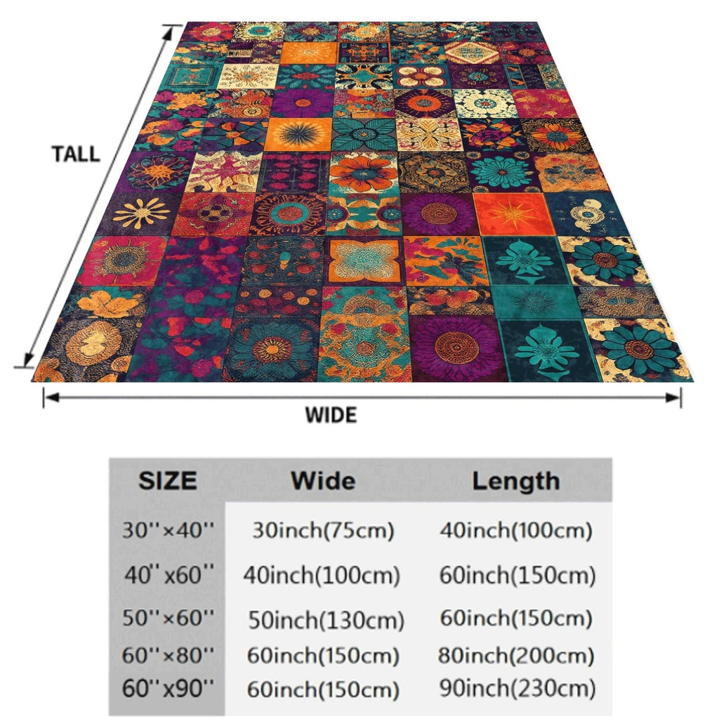 1pc of Ultra-Soft Bohemian Vintage Floral Print Flannel Throw Blanket Cozy Twin Size Blanket Suitable for Bed, Couch, Chair, Office, And Camping Perfect Gift for All Seasons And Holidays