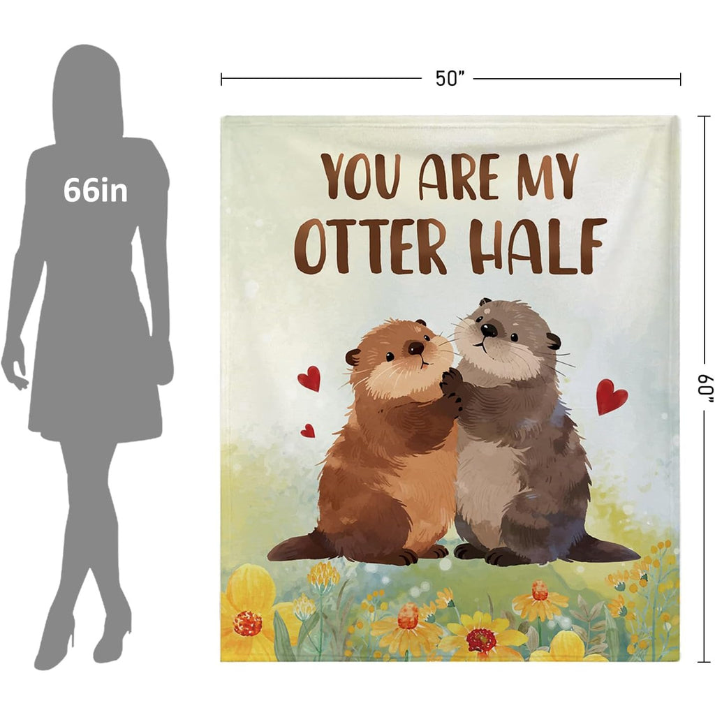 Gifts of Anniversary Blankets for Both Men And Women, Featuring a Cozy Flannel Design with a Charming Otter, Measuring 50X60. Perfect for Birthdays, Christmas, Valentine'S Day, Or Weddings, This Couple'S Blanket Is an Ideal Present for a Wife