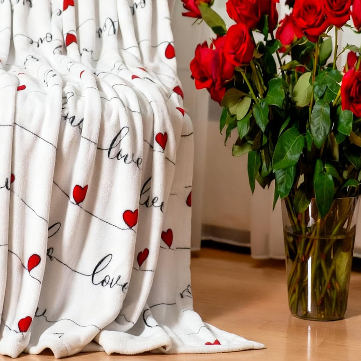 Valentine's Day Throw Blanket Ultra Soft Flannel Blanket for Bed and Couch Cozy Holiday Theme Throw Warm Winter Valentines Decoration, 50 X 60 Inches