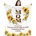 CIUGOIG Mom Gifts from Daughter Son, I Love You Mom Blanket 50X60, Birthday Gifts for Moms, Christmas Mothers Day Presents Ideas for Moms/Mother Flannel Throw Blanket Sunflower