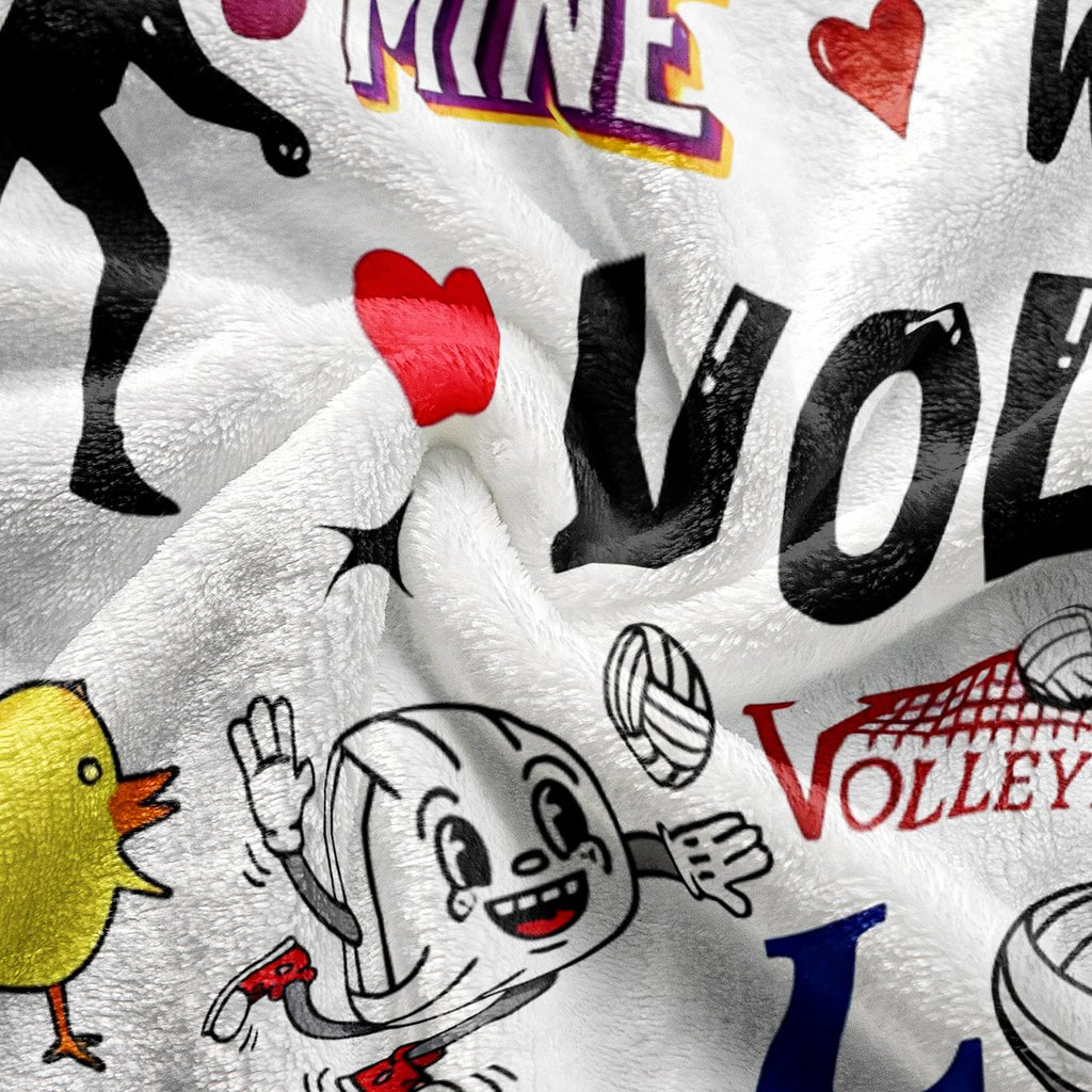 1pc Volleyball-Themed Flannel Blanket | Soft Plush with Volleyball Players, Hearts & Volleyball Balls - All-Season Couch, Office, Volleyball Decor, Camping Essential - Ideal Gift for Sports Fans & Home Decor Lovers, Polyester