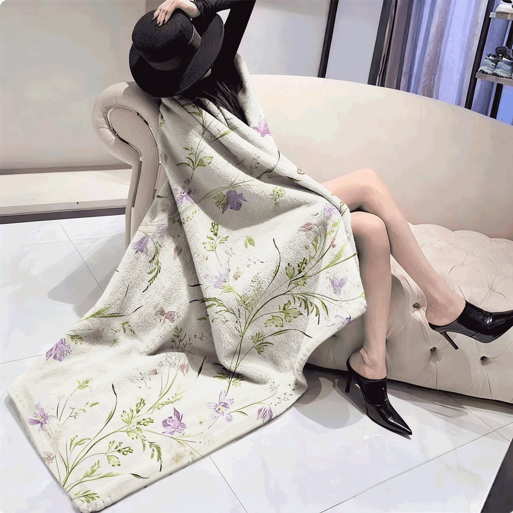 1pc Cozy Floral And Vine Printed Fleece Blanket Soft Warm And Versatile for Use on Sofas S Cars Offices Camping And Travel The Perfect Gift for All Seasons