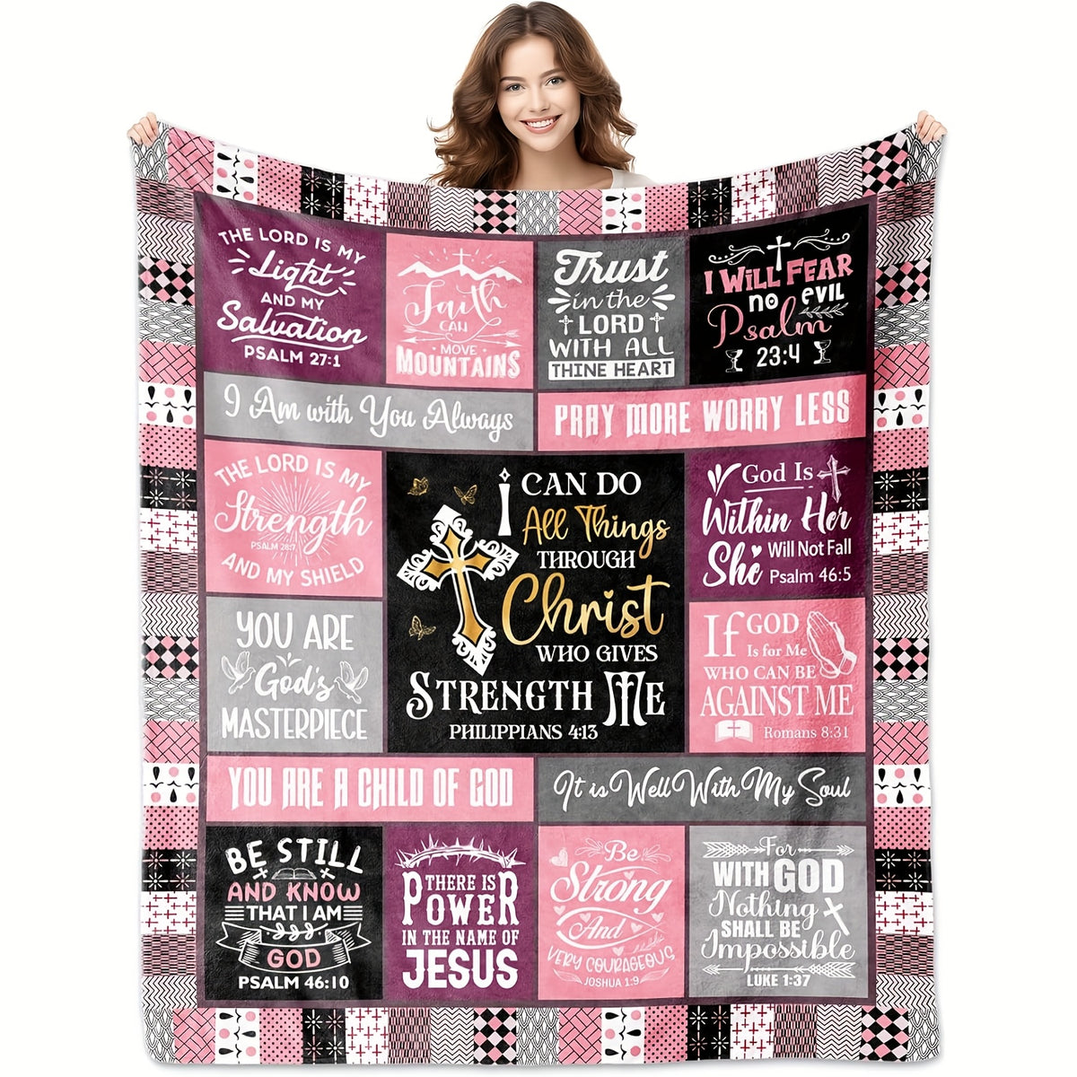 Christian Gift Blanket for Religious Enthusiasts, Soft Plush Sofa Blanket, TV Blanket, 1pc