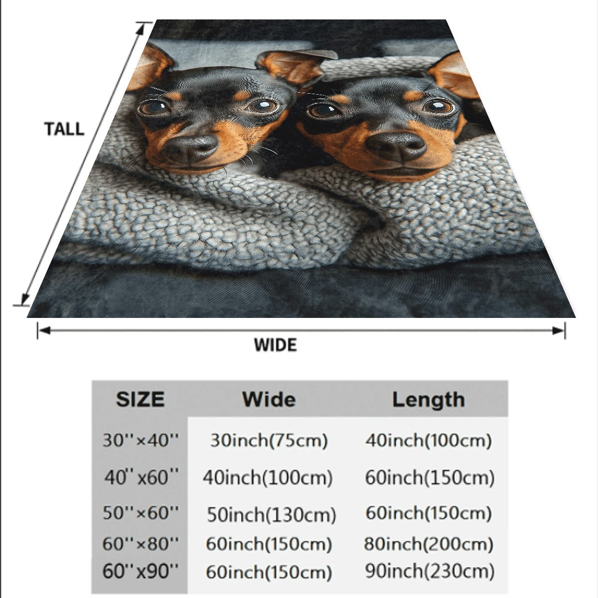 1pc Soft Single-Sided Printed Blanket Two Cute Black & Brown Miniature Pinscher Dogs Cozy All-Season Throw for Sofa Chair Car & Living Room Decor Vintage Style 100Count Perfect for