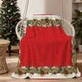 1pc Christmas Reindeer and Snow Scene Border Red Flannel Blanket, Soft, Comfortable, and Warm, Holiday Design, All-Season Universal Sofa Blanket, Warm Throw Blanket, Multiple Sizes Available, Suitable for Living Room Sofas, Bedroom