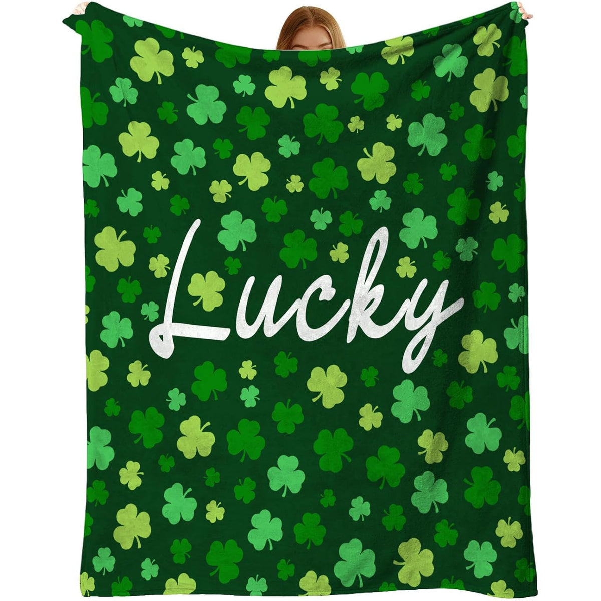 A Humorous St. Patrick'S Day Blanket Featuring Lucky Shamrocks, Measuring 50 X 60, Perfect for Decorating Your Couch Or at Home