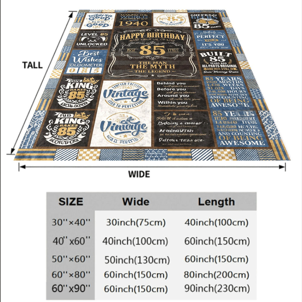 1pc 1pcs 85-Year-Old Dad & Grandpa's Birthday Gift Flannel Throw Blanket Soft and Cozy Nap Blanket for Home Outdoor Camping Sofa Chair Decor Room Decoration Suitable for Living Room Couch