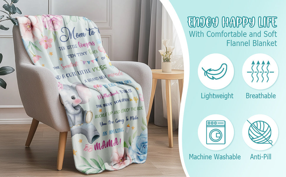 Mom to Be Throw Blanket 60X 50, New Mom Gifts for Women After Birth, Gifts for New Moms, First Time Moms/Gender Reveal/Pregnancy Gifts for Mother