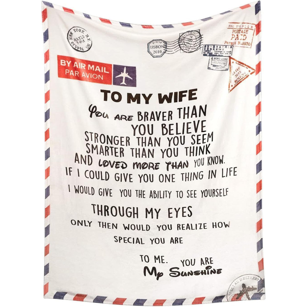 Generic Letter to My Wife Blanket - You Are Braver Than You Believe Blanket, White