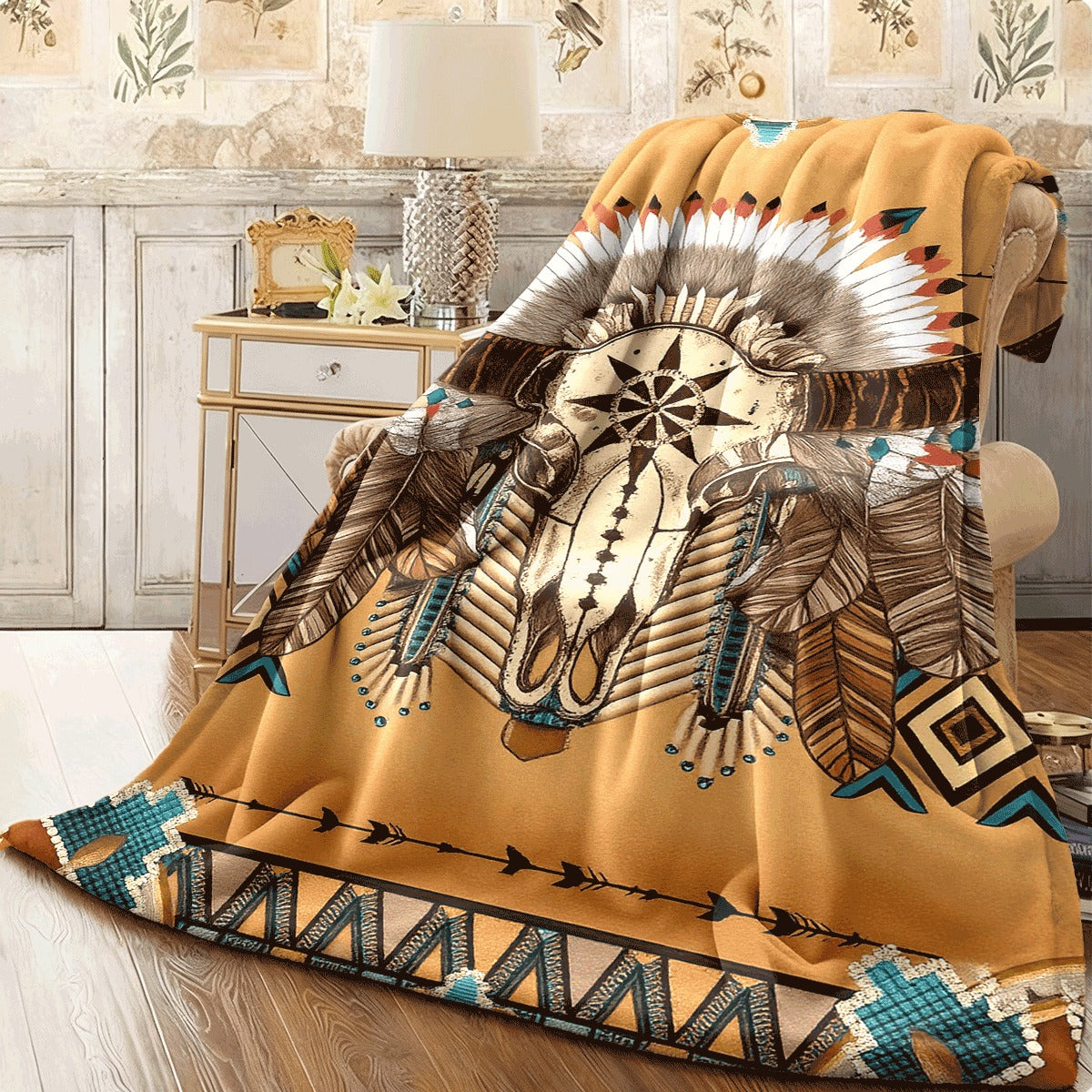 1pc A Sheep Head  Printed Blanket, Suitable for All Seasons, Perfect As a Gift Blanket for a Camper