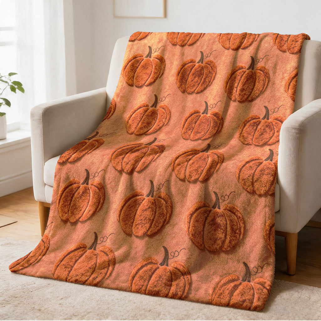 1pc Textured Pumpkin Theme Flannel Blanket - Large Size, Soft, Lightweight, And Warm, Suitable for All Seasons - Perfect for Bed, Sofa, Office, Camping, And Travel - Ideal Choice for Blankets, Perfect Gift for Family, Bedspread, Sofa Blanket