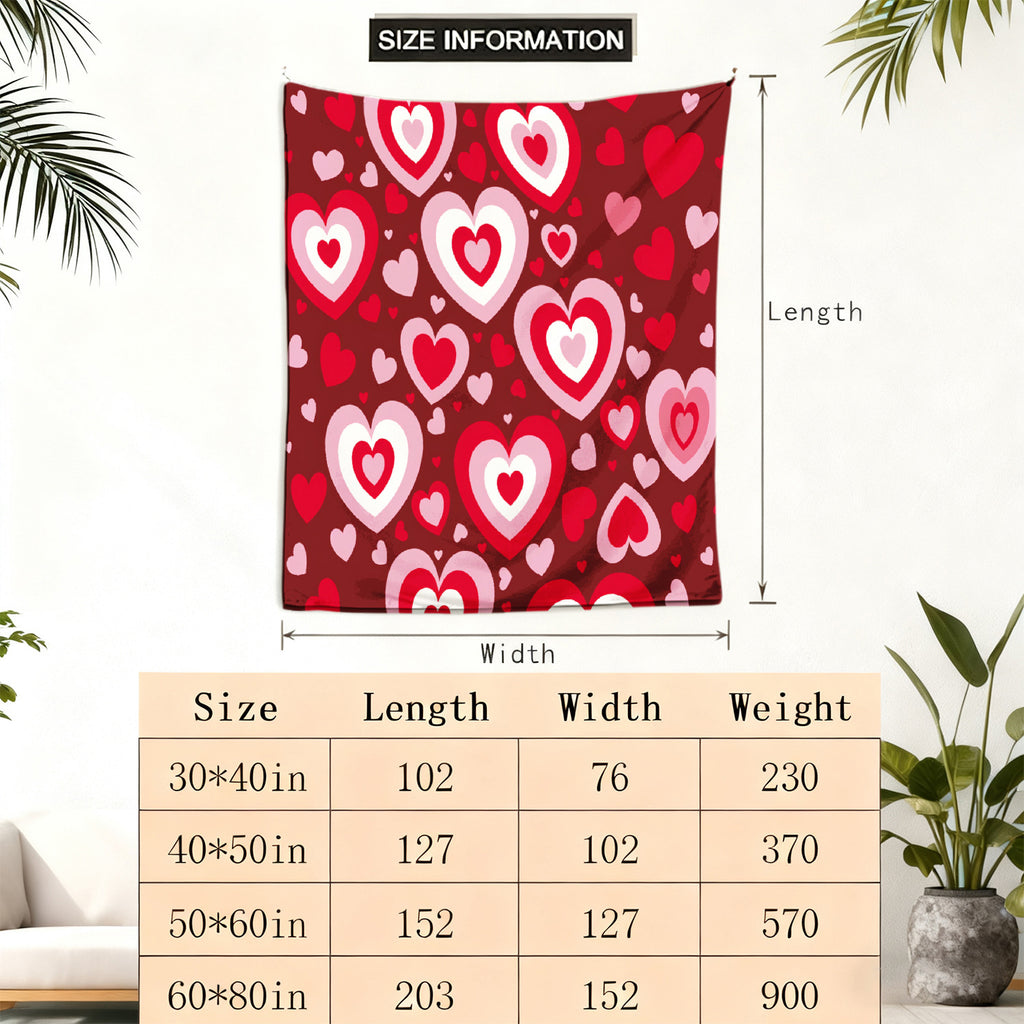 1pc Ultra-Soft Cozy Love Heart Print Bedspread/Throw Blanket - 280GSM All-Season Warm Machine Washable Bedspread Suitable for Boys, Girls,,, Birthdays, Valentine's Day Gift - Multicolor Heart Print Bedspread for Travel, Camping, Home Decor