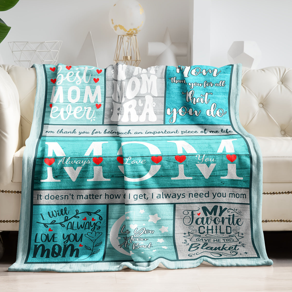 1pc Super Soft Flannel Letter Blanket Birthday Gift for Mom, Comfortable Travel Blanket for, Couch, Chair- Perfect for Mothers Day, Christmas, Valentines Day, And Any Occasion