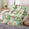 Soft & Cozy Frog & Mushroom Print Flannel Blanket Suitable for Naps, Office, Travel - Cute Frog & Mushroom, Soft Flannel, Compact Portable Cover, Ideal Gift for &