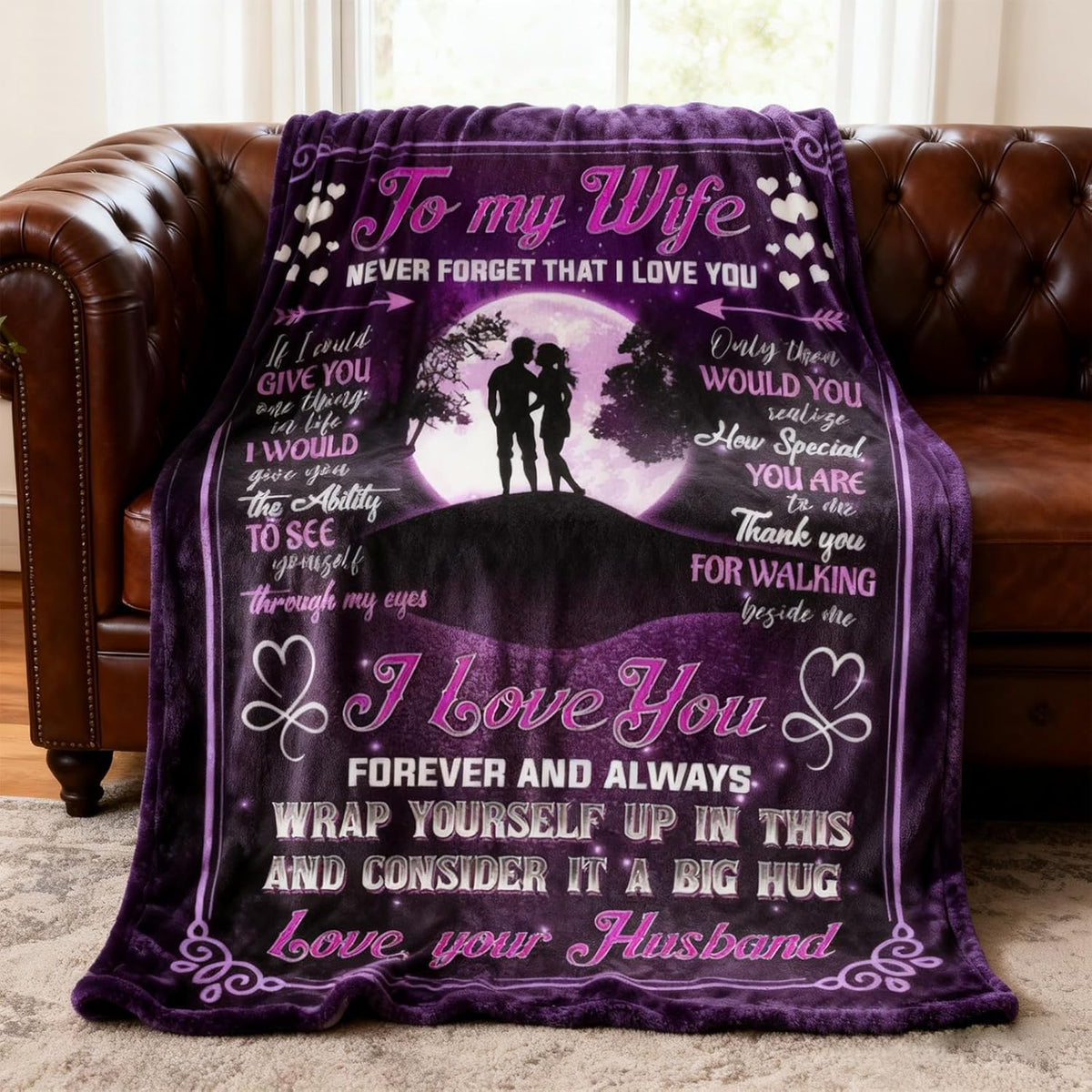 Presents for a Husband to Give to His Wife, Including a Cozy Blanket for Wedding Anniversaries, Birthdays, Christmas, Mother'S Day, And Valentine'S Day, Designed to Be Romantic for Her, Measuring 60X80 in Purple