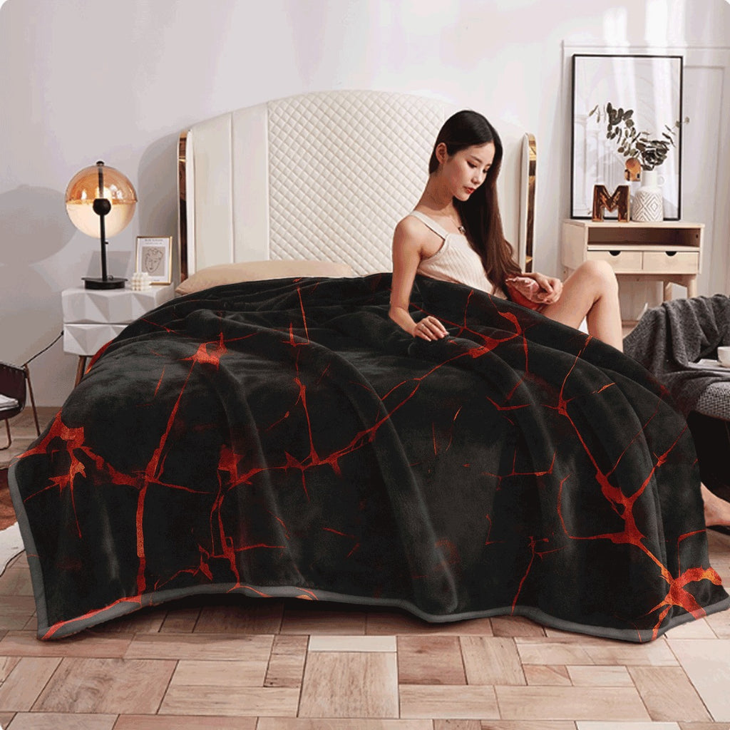 1pc Flannel Blanket Dark Retro Lava Glow Pattern Ultra-Soft Warm Blanket for Couch Sofa All Seasons