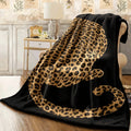 1pc Leopard Print Digital Flannel Throw Blanket Polyester, Reversible, All-Season, Non-Shedding, High-Quality Soft & Warm Contemporary Cartoon-Themed Home Office Nap Gift Blanket