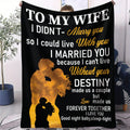 to My Wife Blanket Can't Live Without You Gift with Love Message Black and Golden Design Romantic Anniversary Valentines Present for Wife from Husband Emotional Love Throw 100% Flannel 50 X 40 Inches