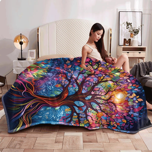 1pc Beautiful Tree of Life Blanket Soft Comfortable All-Year-Warm Sofa Camping Travel Machine Washable Polyester Multipurpose Gift for Teens Adults