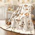 1pc Cozy Easter Mushroom Flannel Throw Blanket Dual-Sided Soft Polyester Digital Print with Vibrant Mushrooms Butterflies & Leaves All-Season Sofa or Cover Easy Care Gift Blanket Cozy