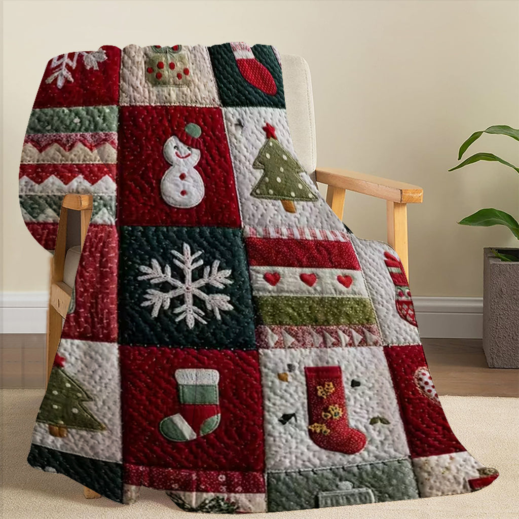 1 Christmas Checkered Blanket - Soft Flannel All-Season Comfort Cover, Red, Green, Brown, Golden