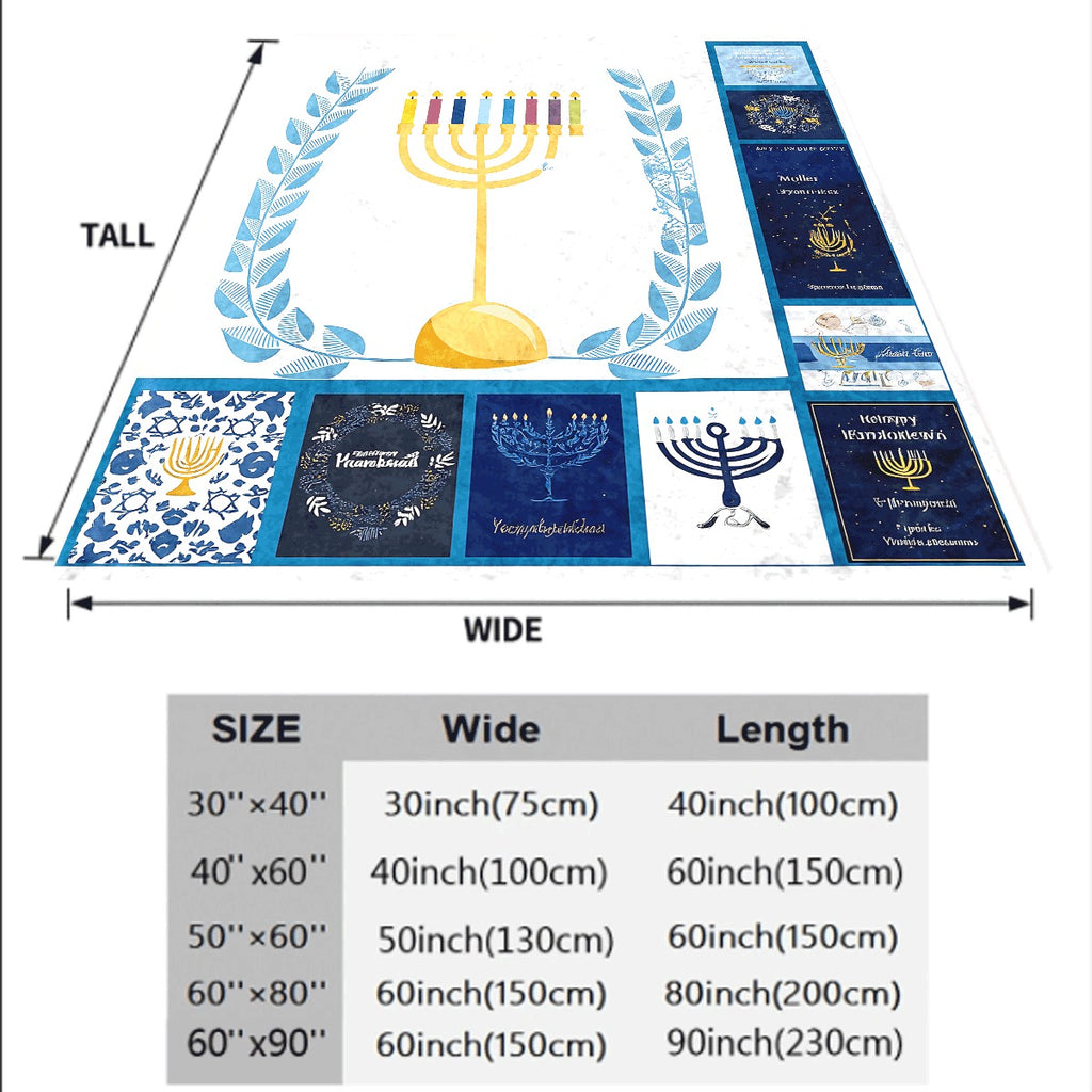 1pc Hanukkah Menorah Pattern Flannel Blanket Cozy Ultra-Soft Flannel Fabric with Jewish Hanukkah Candlestick Prints All-Season Sofa Throw Perfect Holiday Home Decor