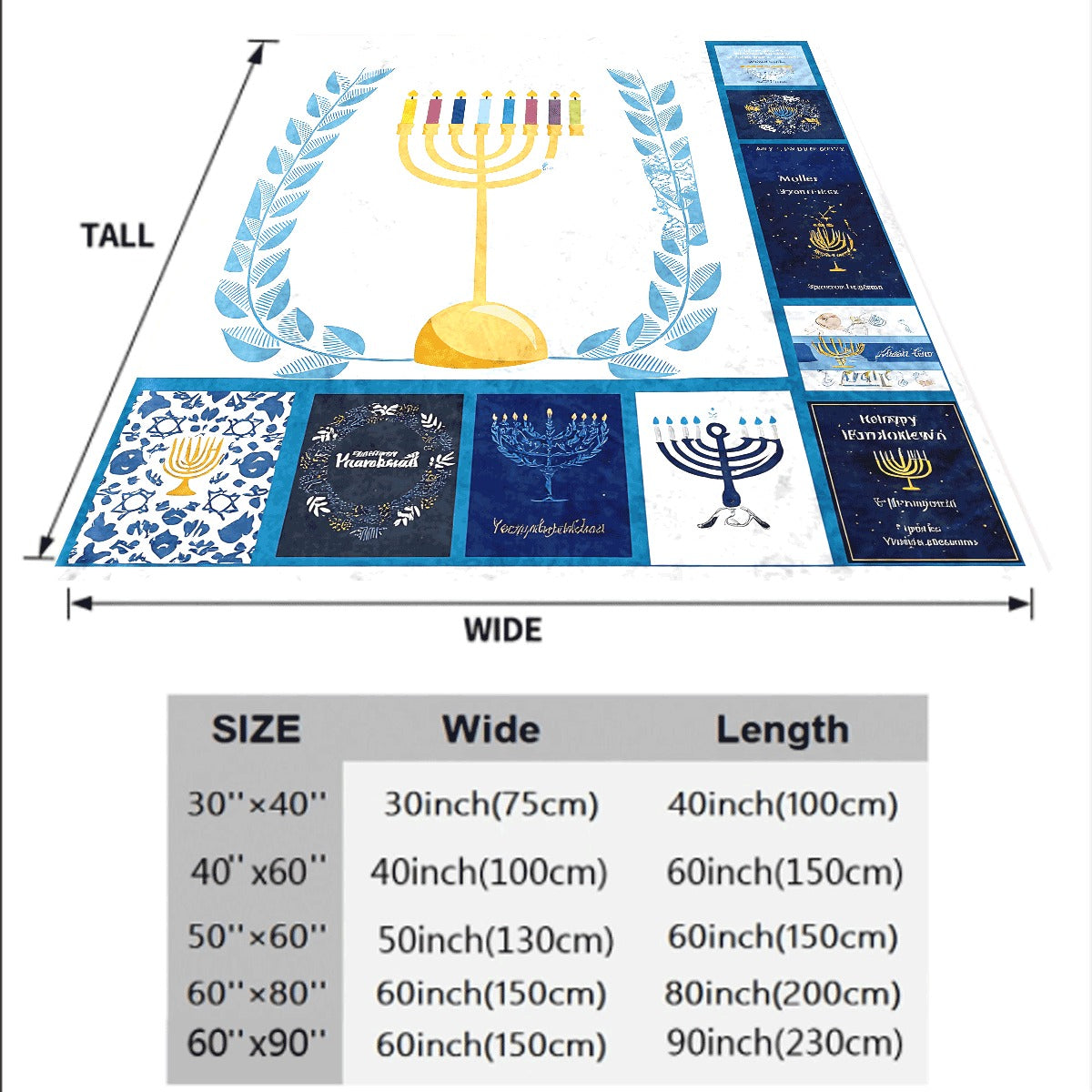 1pc Hanukkah Menorah Pattern Flannel Blanket Cozy Ultra-Soft Flannel Fabric with Jewish Hanukkah Candlestick Prints All-Season Sofa Throw Perfect Holiday Home Decor
