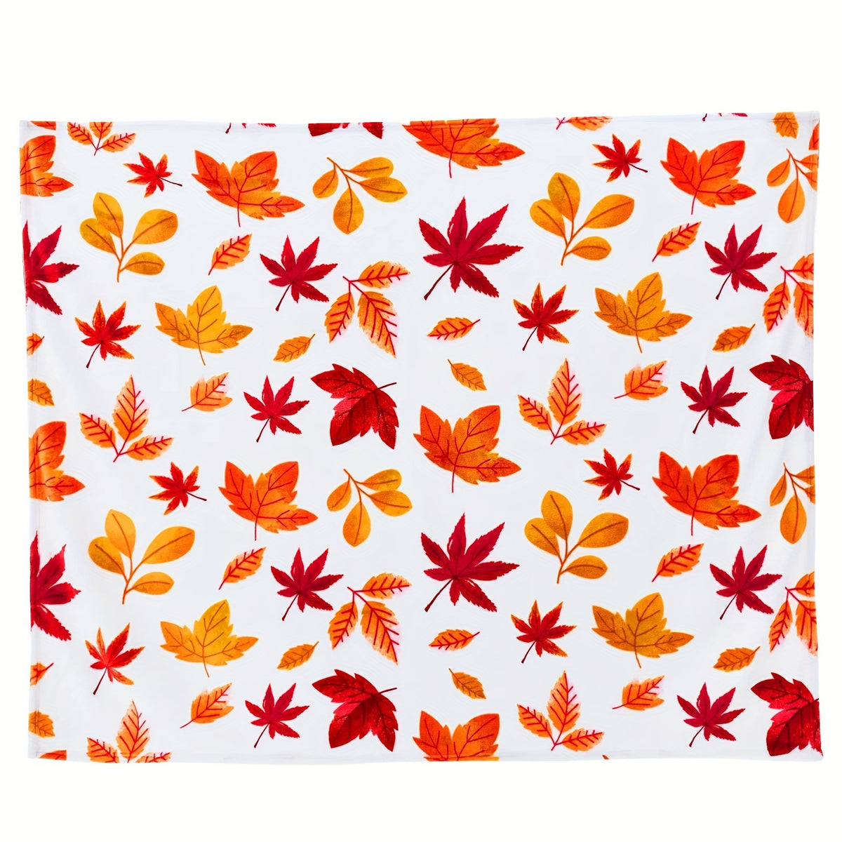 1pc Autumn Leaf Patterned Blanket, Maple Leaf Print Design, Body Cover Blanket, Soft Fleece Plush Surface, Lightweight And Durable, Multiple Sizes Available, Suitable for Halloween Decoration, Living Room Leisure, Bedroom Warmth
