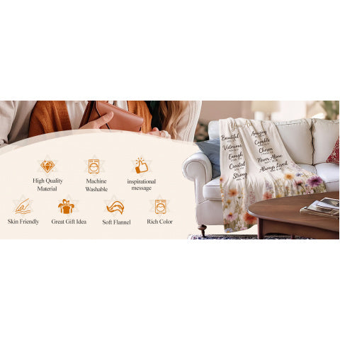 Christian Gifts for Women, Mom Religious Inspirational Catholic Confirmation Communion Faith Gift for Friend, Birthday Valentines Mothers Day Easter Christmas Throw Blanket for Wife Girls 60''x50''
