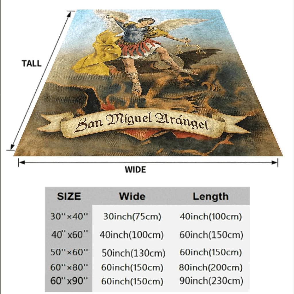 1pc St Michael Archangel Victory Over Evil Flannel Throw Blanket Lightweight Polyester Winter Wrap with Angelic Battle Scene Design, Perfect for Home, Office, Travel & Pet Companion, All-Season C