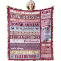 A Single Elegant Gift for Retiring Women - a Soft Flannel Throw Blanket Adorned with Uplifting Spanish Phrases, a Cozy Pink Blanket Suitable for All Seasons, Featuring Floral And Butterfly Patterns, Ideal for Use on a Couch,, Or While Traveling
