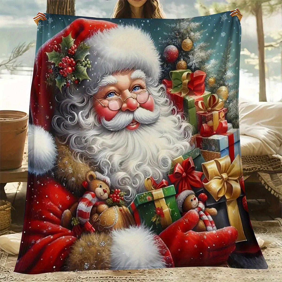 Theme, Digital Print, Large Size, Mixed Colors, Gift Blanket, Soft, Comfortable, Nap Blanket, Living Room Blanket, Sofa Blanket. Multifunctional'; Nap Blanket, Christmas Gift Blanket
