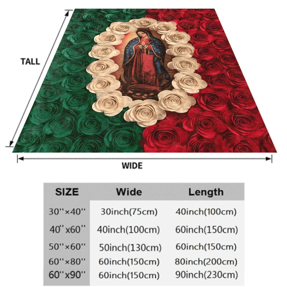 1pc a Flannel Blanket Featuring Religious Imagery of The Encircled by Three-Dimensional Paper Roses, Ideal for Spiritual Catholic Home Decoration, Soft And Cozy for All Seasons, Showcasing Traditional Religious Art Design