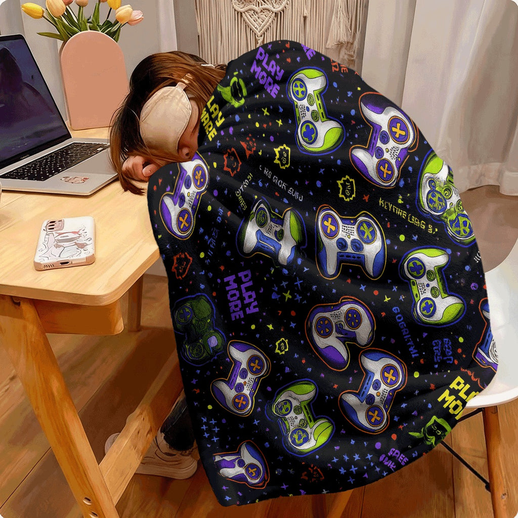 1pc Ultra-Soft Gaming Controller Throw Blanket with PC PS Switch Logo Heavyweight 280gsm Flannel Spread for Couch Travel Machine Washable All-Season Comforter for Gamers & Console Ent
