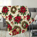 1pc, 1pc Christmas Red Green Floral Gift Box Pattern Flannel Blanket, Soft Comfortable Warm, Cream White Background with Red And Green Theme Design, Durable Plush Surface, All-Season Sofa Blanket, Warm Cover Blanket, Multiple Sizes Available