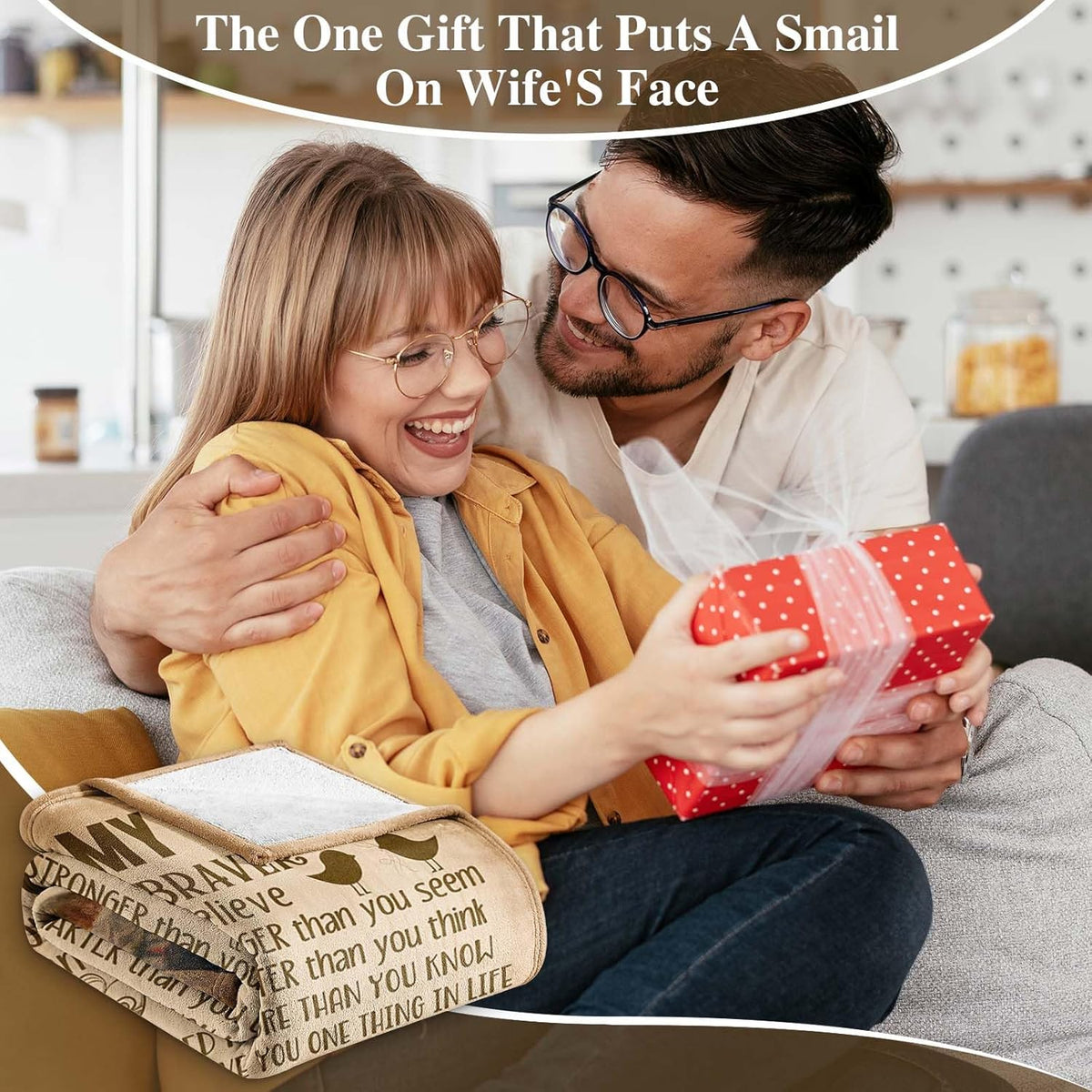 Gifts for Wife, Anniversary Wedding Gifts for Women, Birthday Wife Gifts Ideas, Healing Thoughts Blanket Presents for Her
