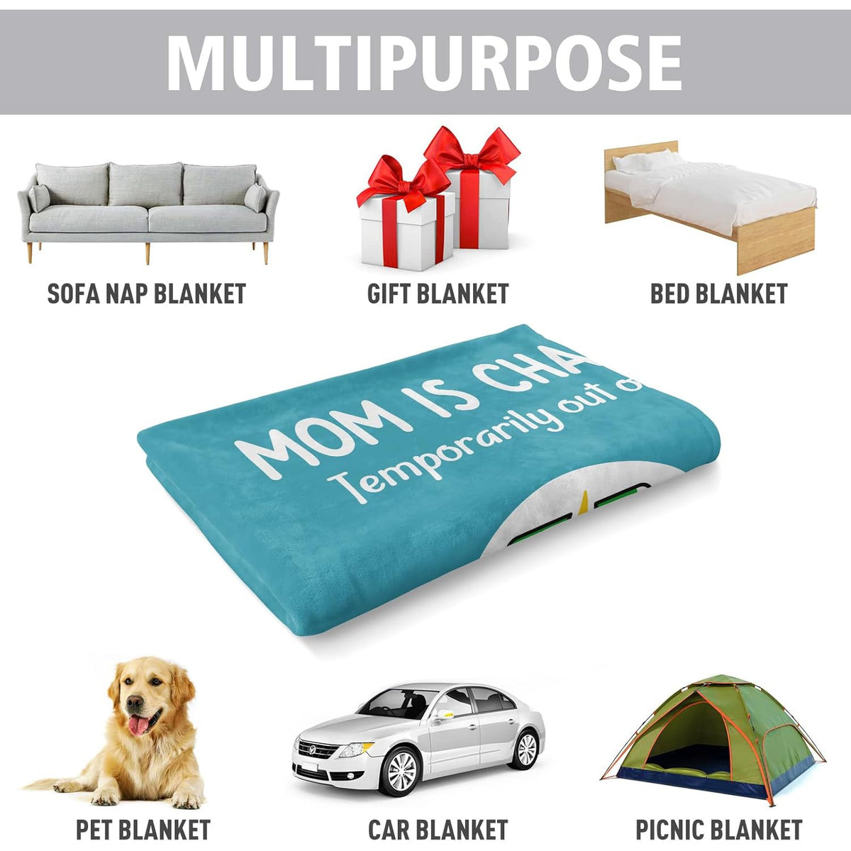 Craftique Humorous Presents for Mother'S Birthday And Valentine'S Day - Mom Is a Charging Blanket - Gifts for New Mothers, an Ultra-Soft Throw Blanket for Napping And Travel, Measuring 60 by 50