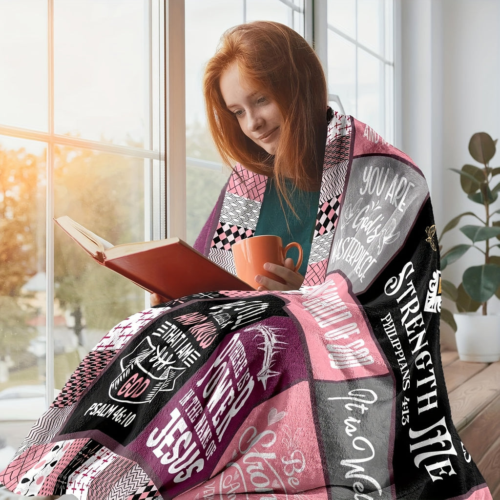 Christian Gift Blanket for Religious Enthusiasts, Soft Plush Sofa Blanket, TV Blanket, 1pc