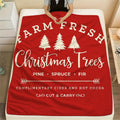 1pc Christmas Red Pine Tree And Holiday Text Design Flannel Blanket, Soft Plush All-Season Use, Suitable for Living Room Sofa Cover, Home Nap, And Reading Time