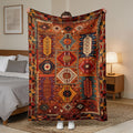 A Bohemian Geometric Patterned Fleece Blanket - Suitable for All Seasons, Soft And Warm, Perfect for Camping, Travel, Car, And Office Use - Machine Washable, Comfortable Home Decor, Vibrant Colors, Exquisite Pattern Craftsmanship, Modern Style