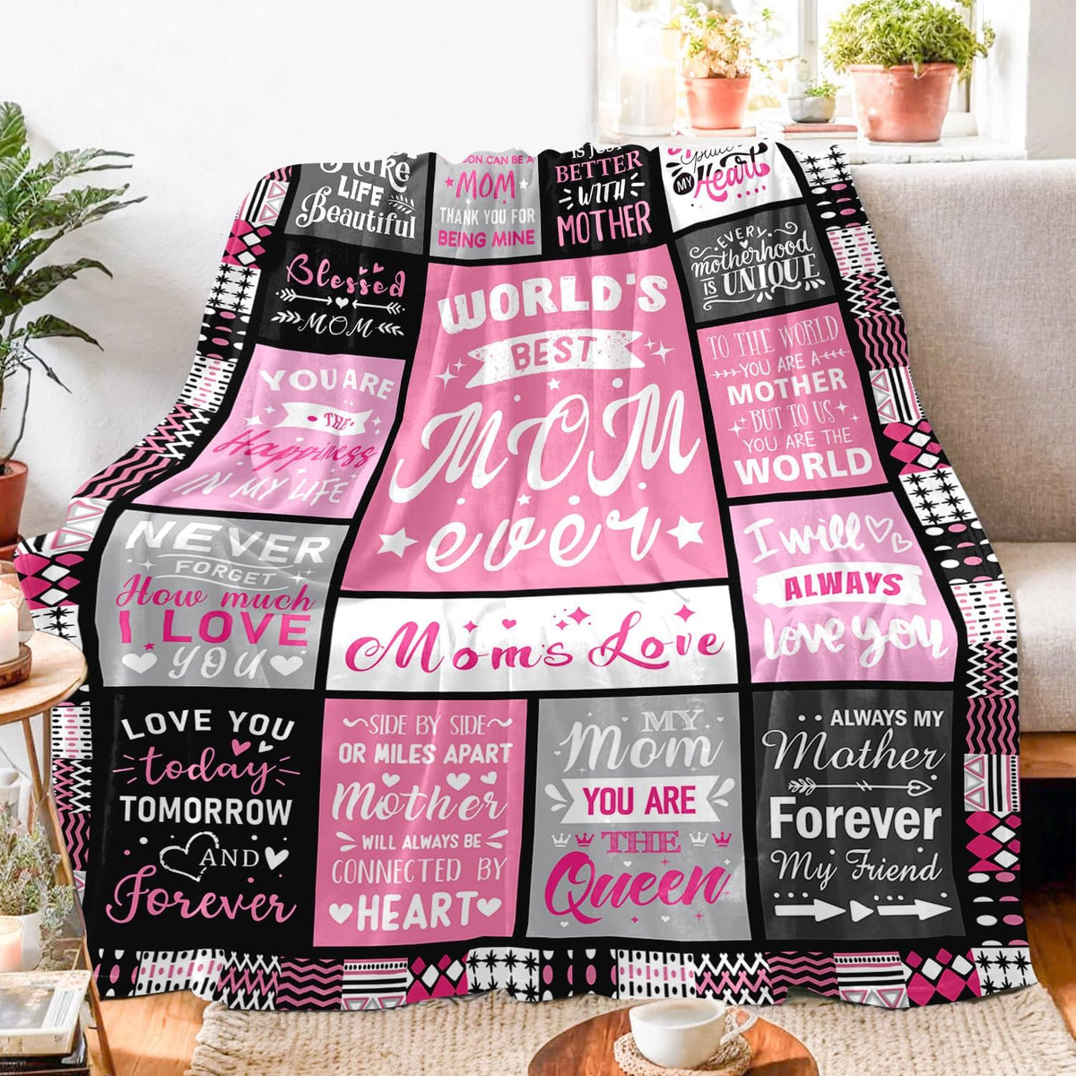 Moms Christmas Birthday Gifts- Best Mom Ever Gifts- Valentines Day Mothers Day Birthday Blanket Present for Mother from Daughter Son- Dear Moms Throw Blanket 60x80