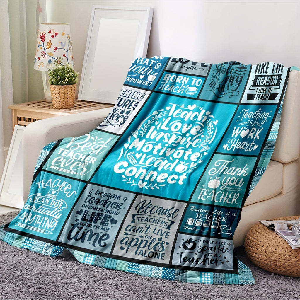 Contemporary Polyester Teacher Blanket- Hypoallergenic All-Season Throw with Inspirational Quotes and Teaching Motifs for Multi-purpose Use- Perfect Gift for Teachers