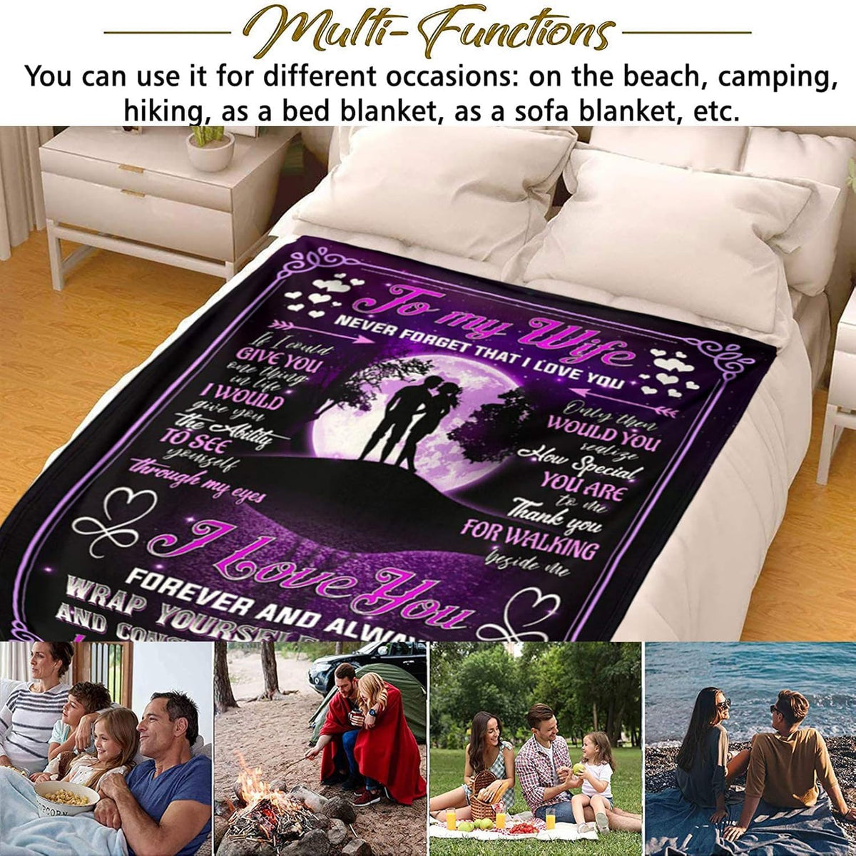 Presents for a Husband to Give to His Wife, Including a Cozy Blanket for Wedding Anniversaries, Birthdays, Christmas, Mother'S Day, And Valentine'S Day, Designed to Be Romantic for Her, Measuring 60X80 in Purple