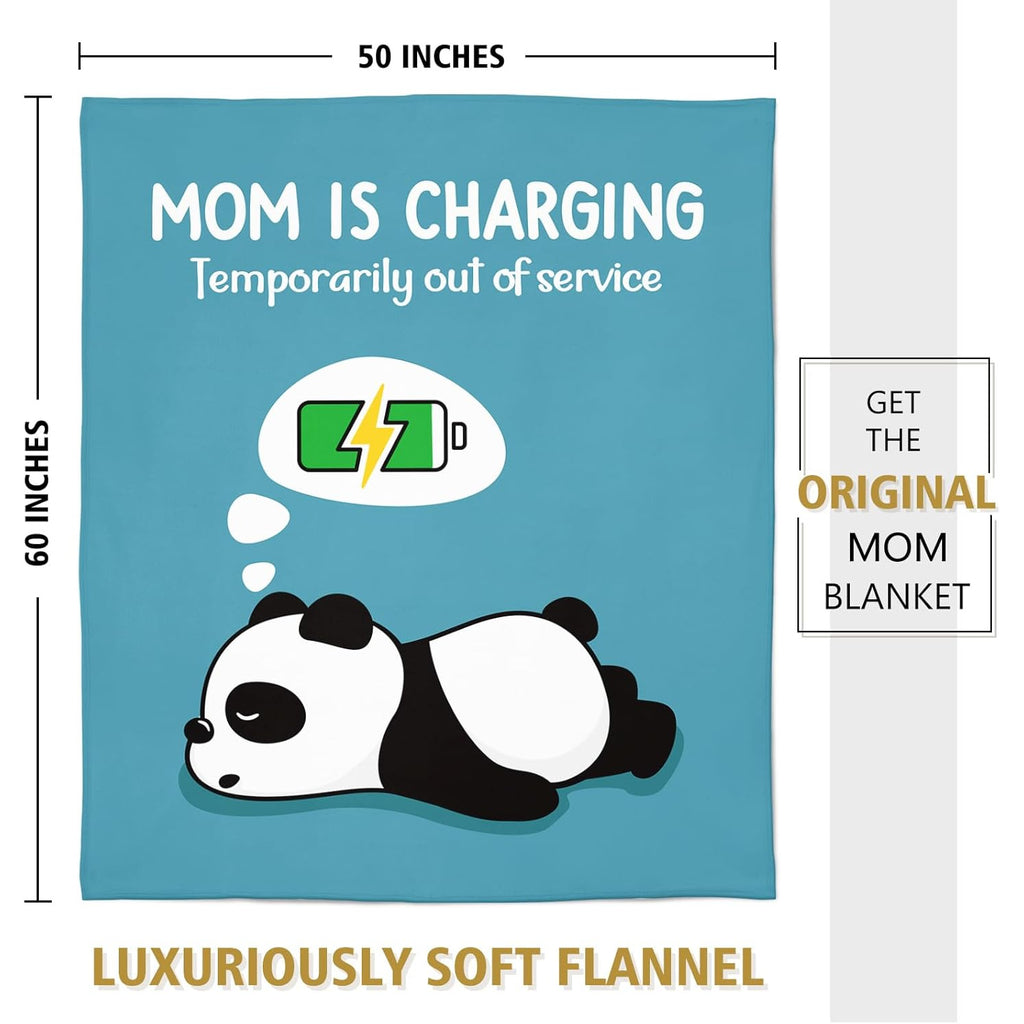Craftique Humorous Presents for Mother'S Birthday And Valentine'S Day - Mom Is a Charging Blanket - Gifts for New Mothers, an Ultra-Soft Throw Blanket for Napping And Travel, Measuring 60 by 50